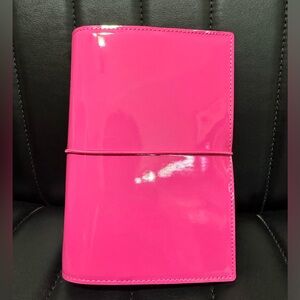 Filofax Domino Patent Leather Personal - Hot Pink